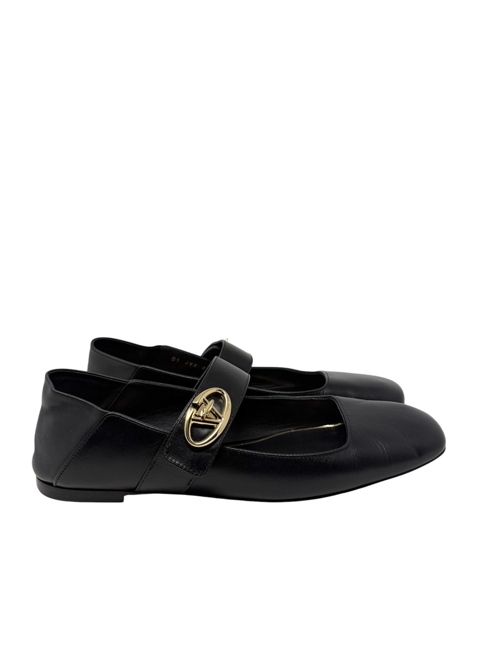 Valentino Garavani VLogo Leather Mary Jane Ballet Black Flats Size 38